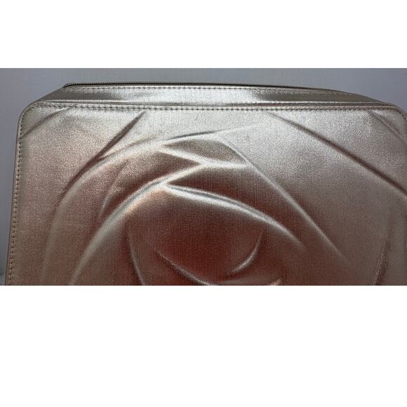LANCOME Gold Cosmetic Travel Bag Rose Embossed Carry Case Vanity Organizer - #2 - Picture 6 of 12